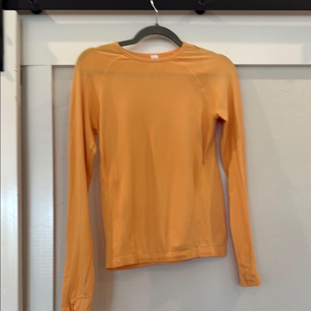 Athleta Girls Orange Fitted Long Sleeve Tee